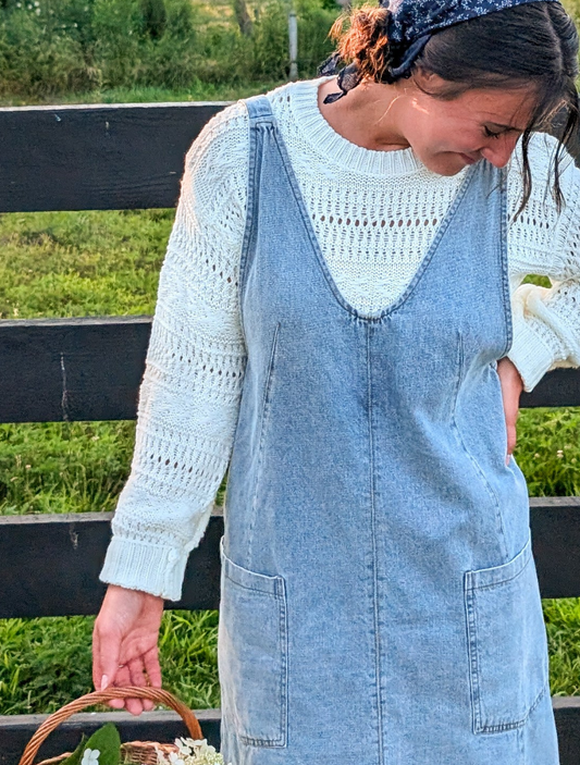 'Everett' Denim Jumper Dress in Light Wash