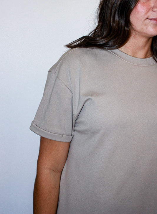 'Jaya' Tee-Shirt Midi Dress in Stone FINAL SALE