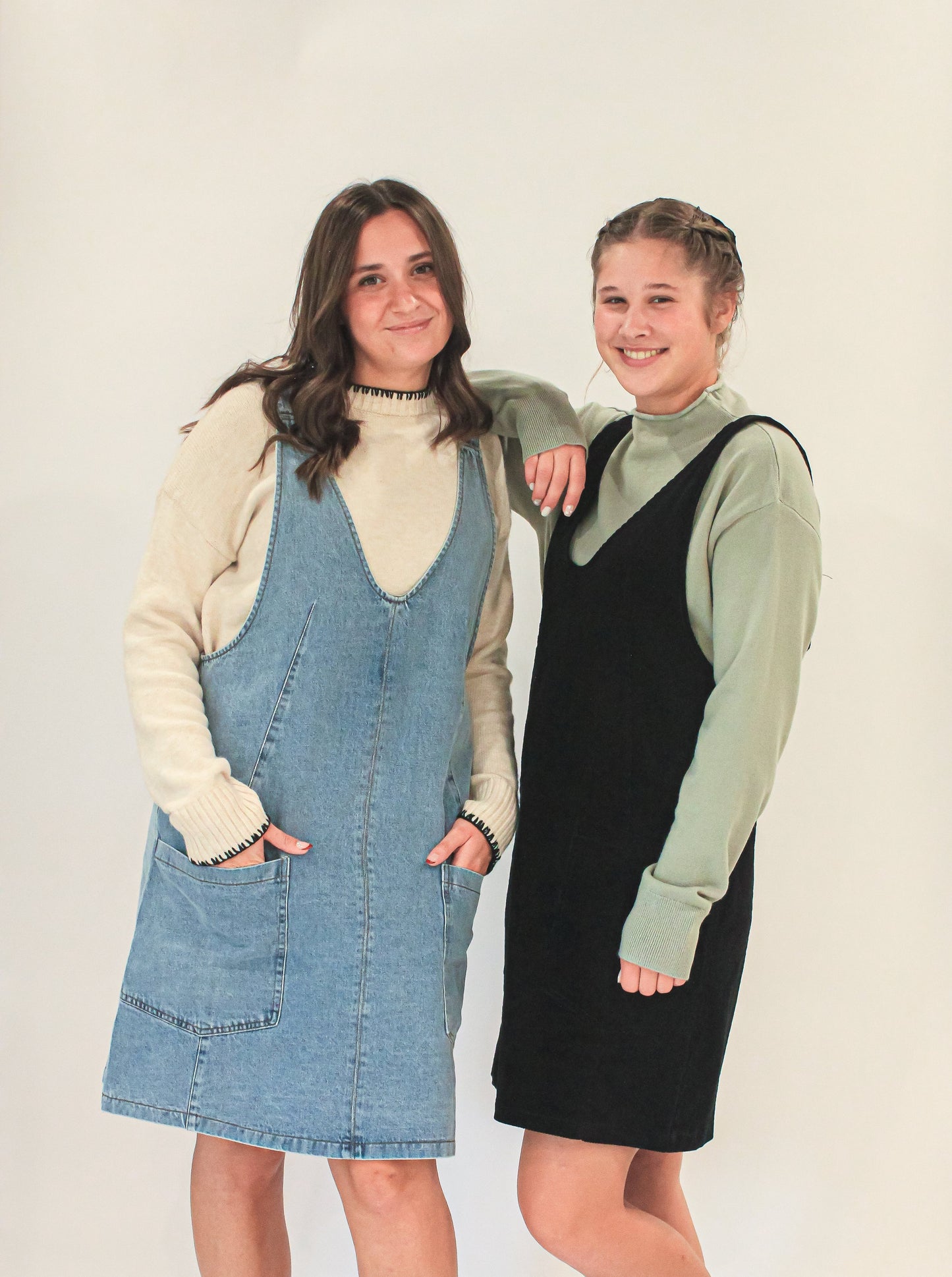 'Everett' Denim Jumper Dress in Light Wash