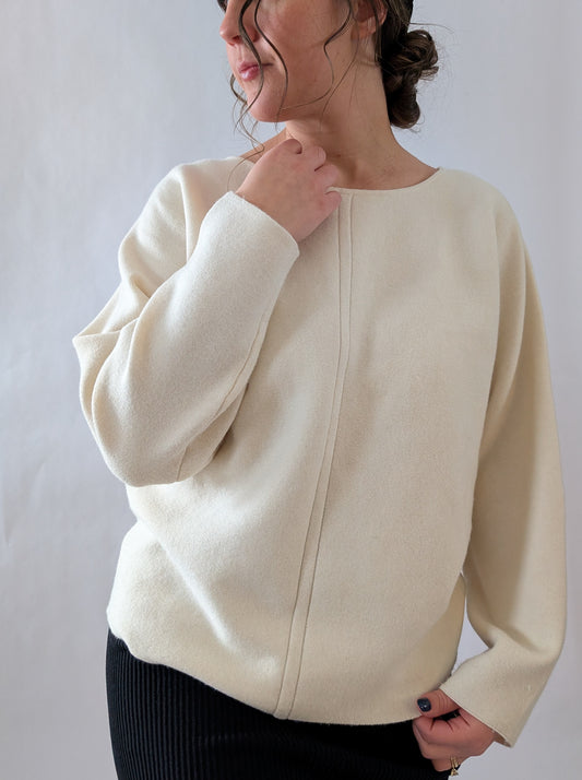 'Avey' Dolman Shoulder Sweater in Ivory