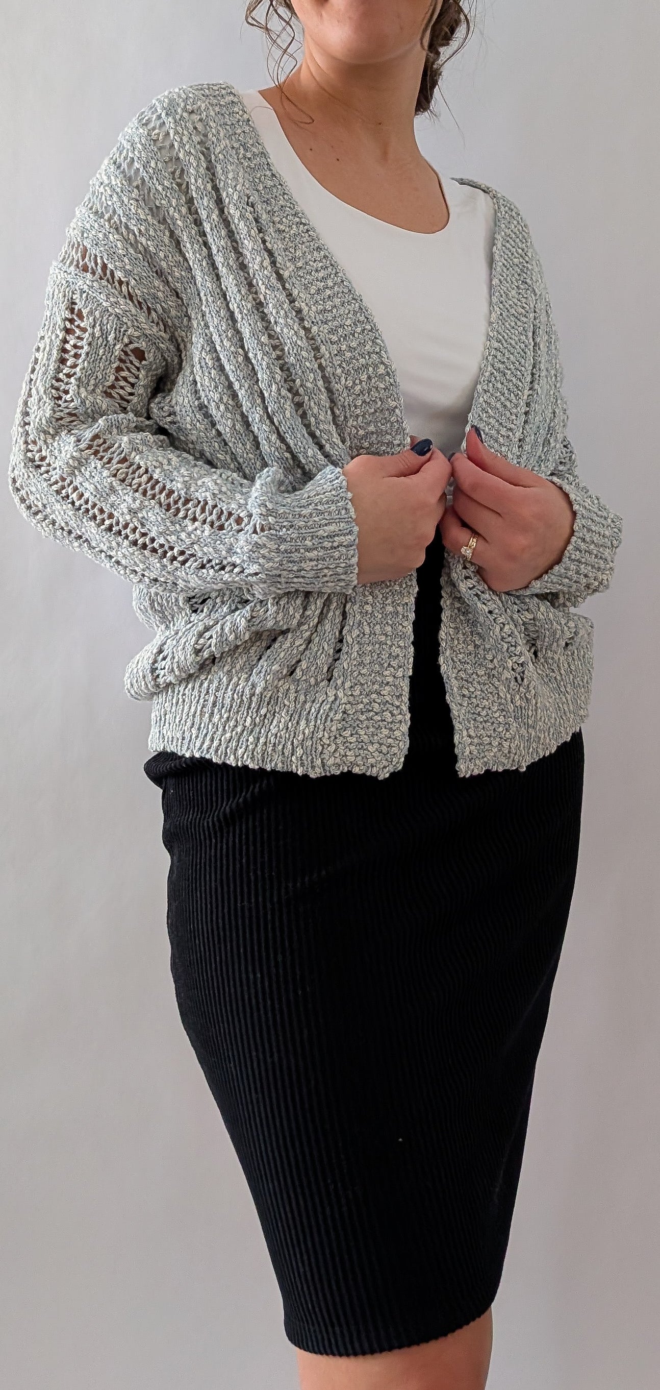 'Roxi' Lose Knit Cardigan in Soft Blue
