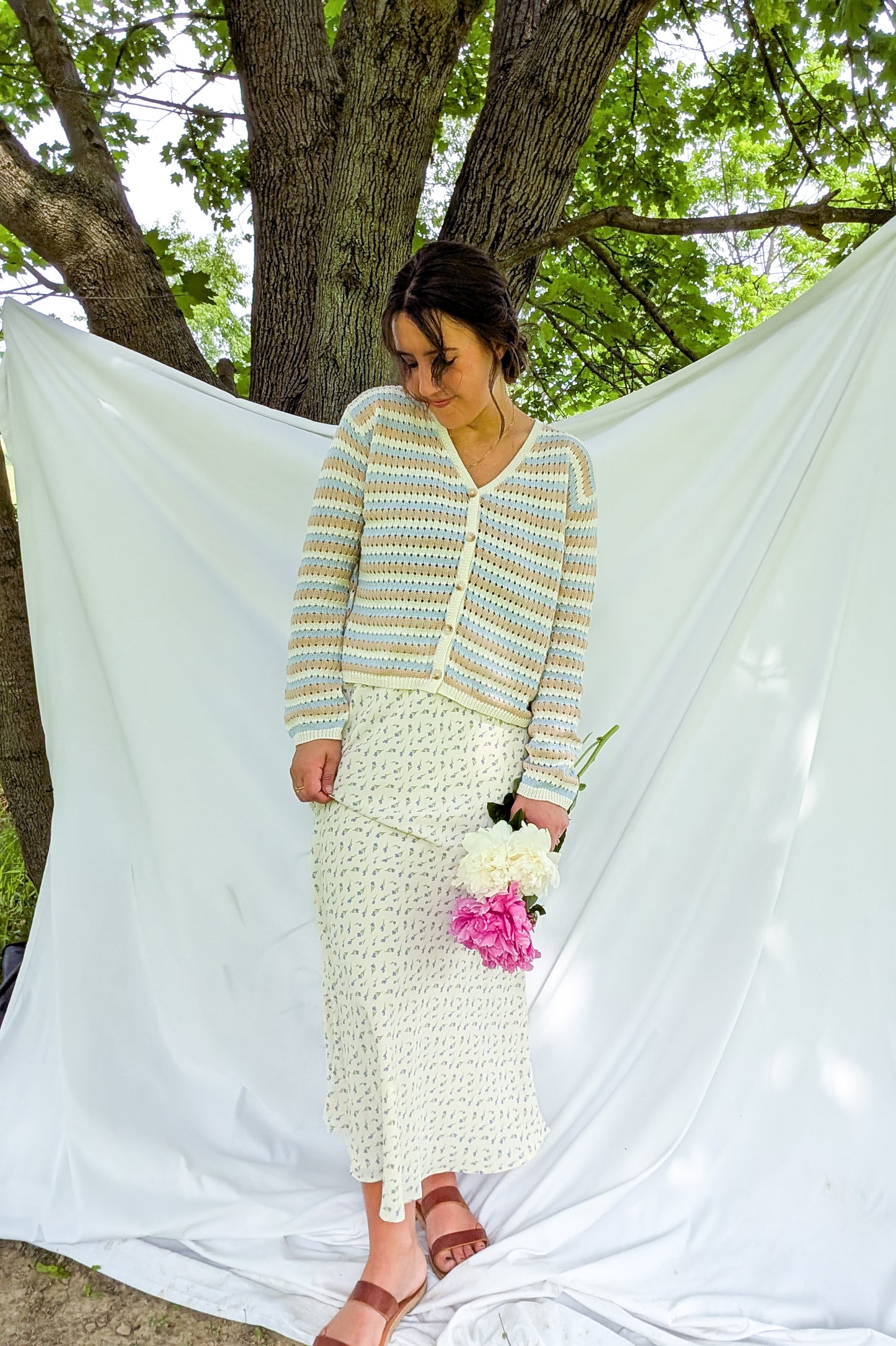 'Libby' Floral Maxi Skirt in Cream