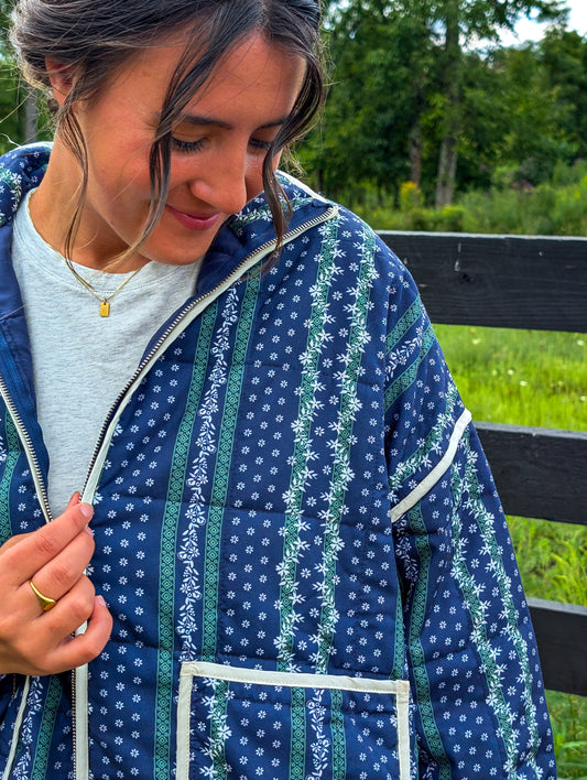 'Ember' Quilted Jacket in Navy