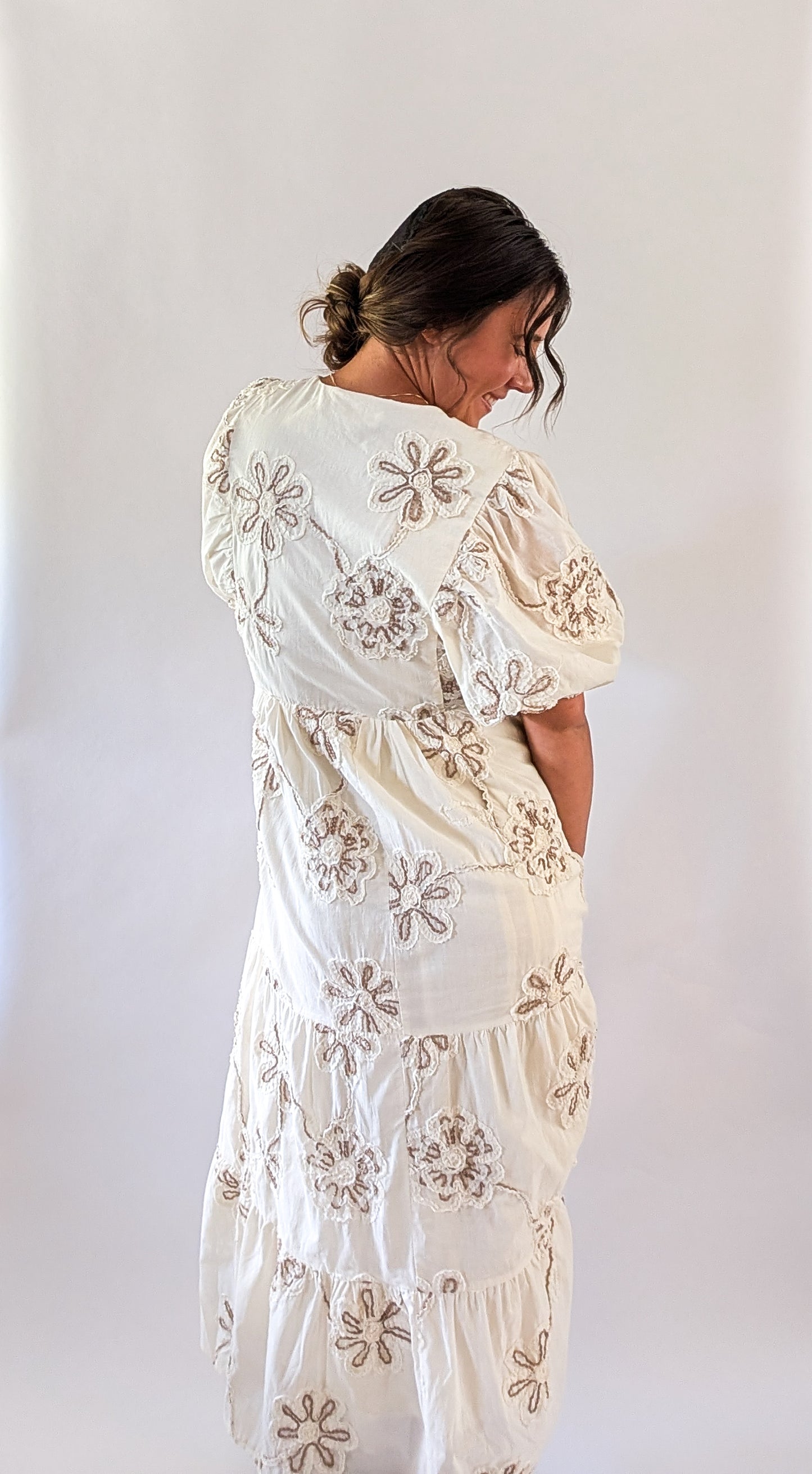 'Willa' Floral Maxi Dress in Cream