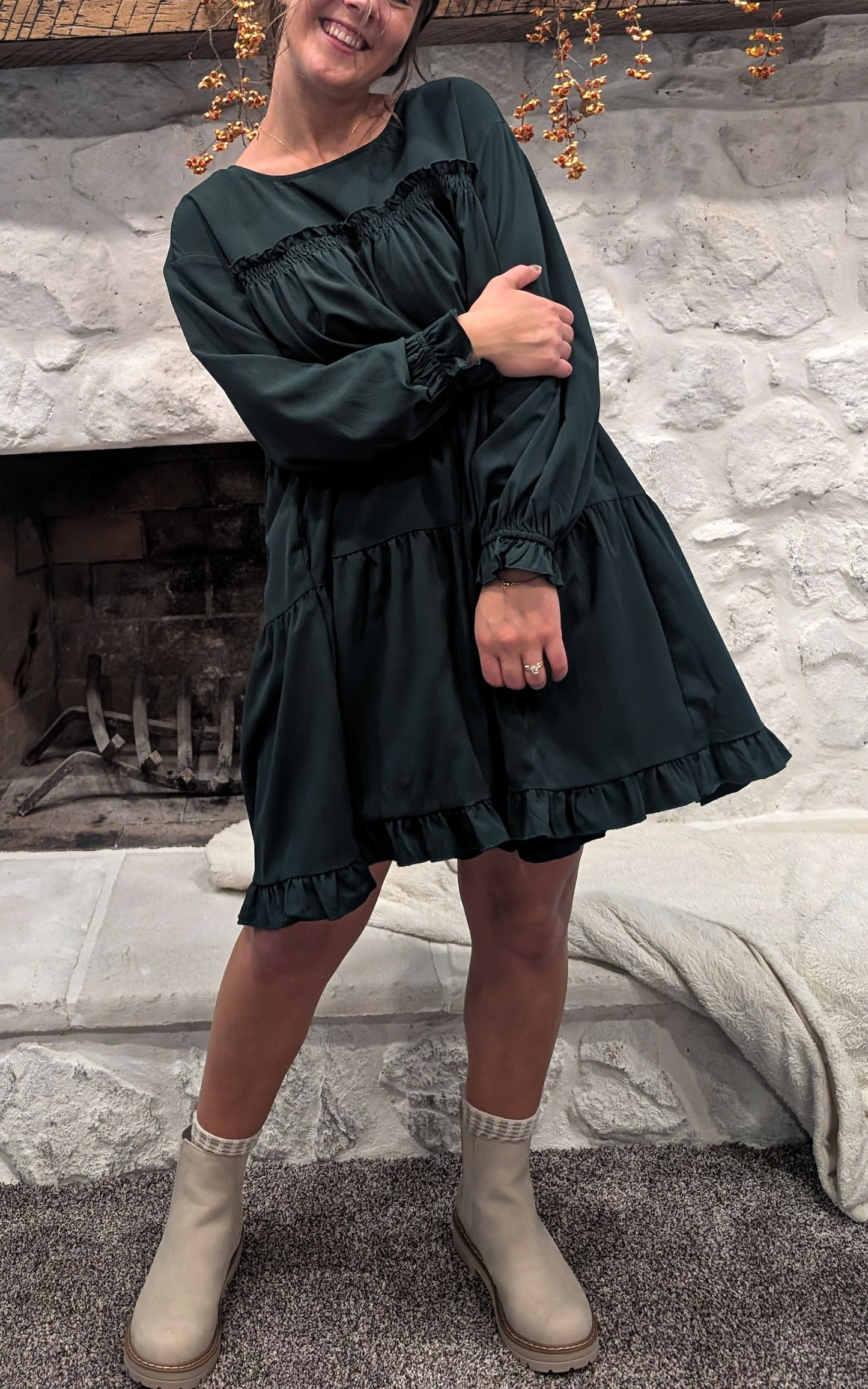 'Crystal' Mini Dress in Emerald Green Final Sale