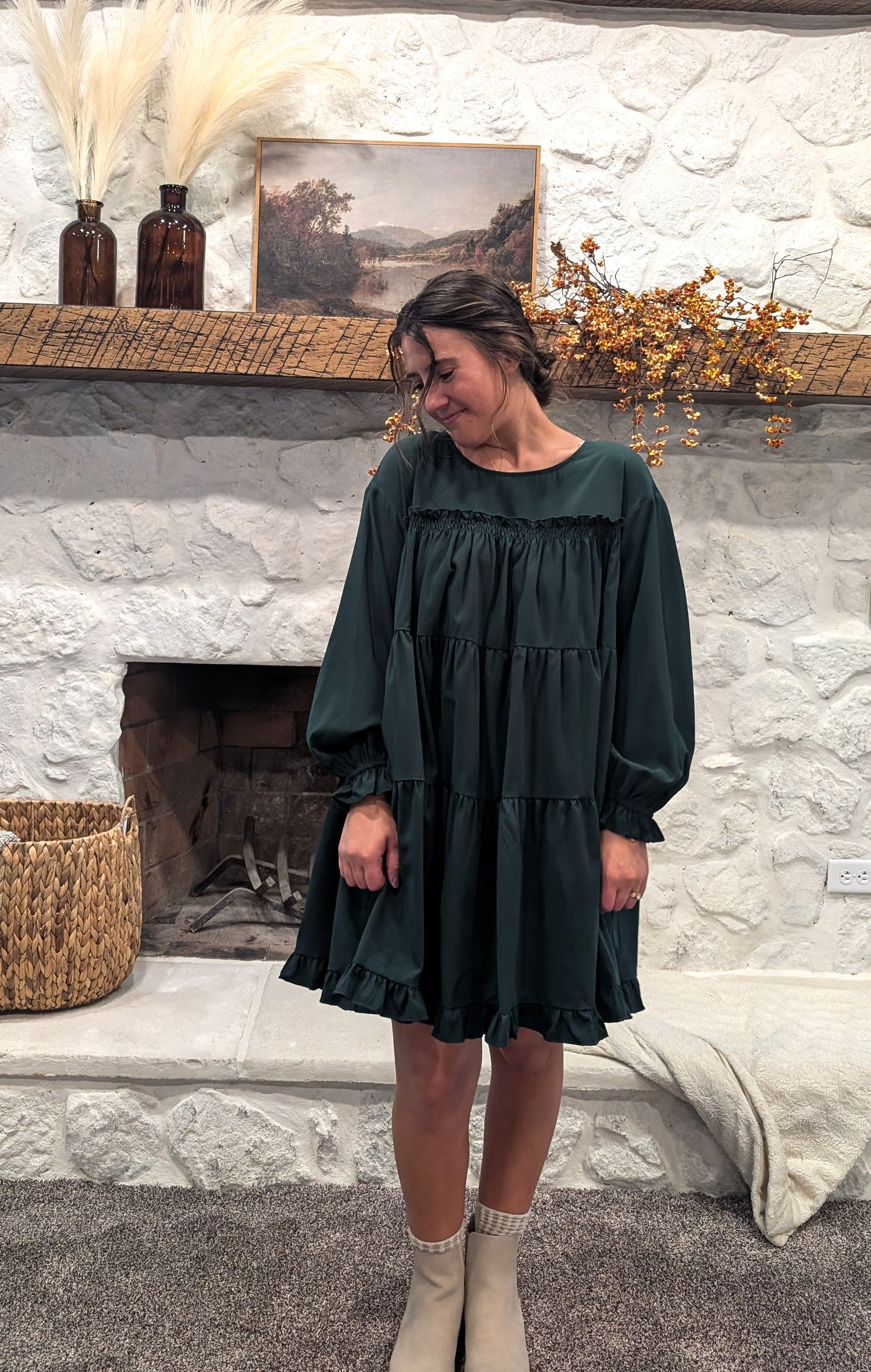 'Crystal' Mini Dress in Emerald Green Final Sale