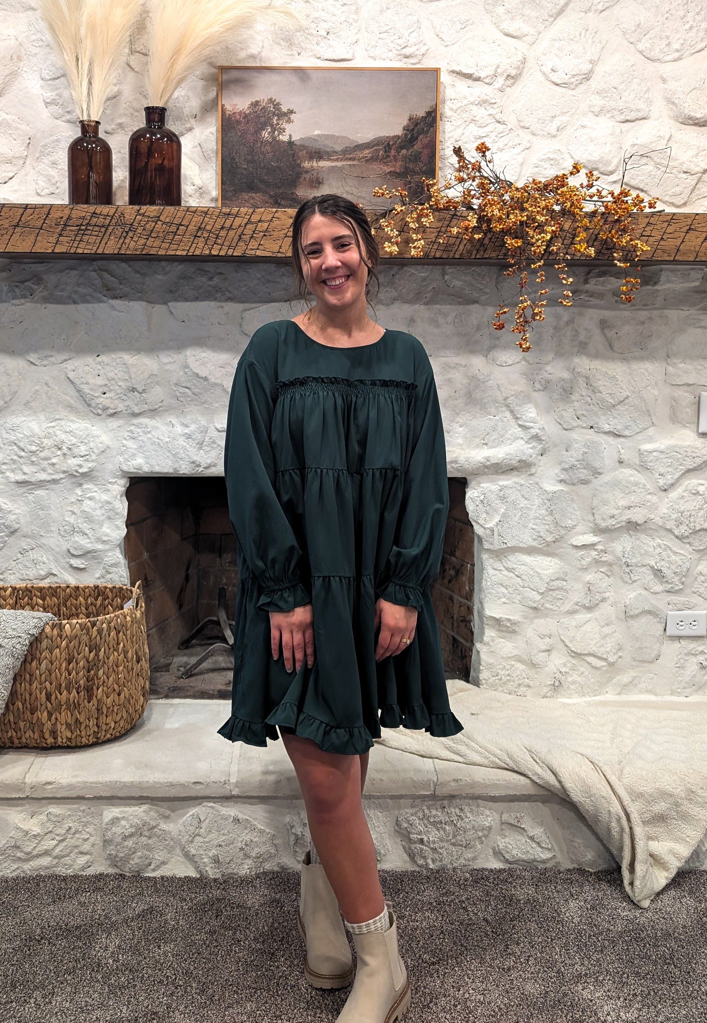 'Crystal' Mini Dress in Emerald Green Final Sale