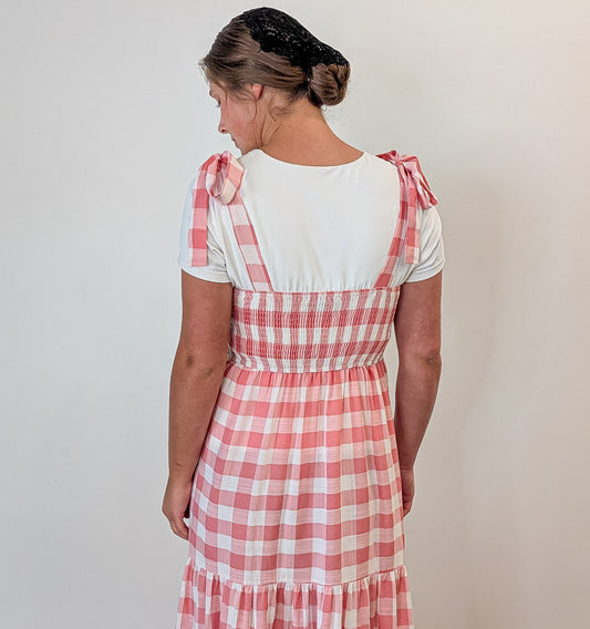 'Kari' Gingham Print Jumper in Pink