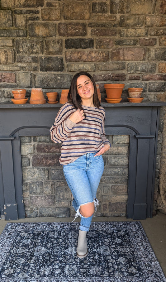 Cora Cotton Crochet Top in Taupe