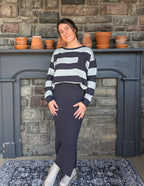 'Suzanne' Midi Sweater Skirt in Charcoal