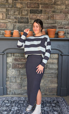 'Suzanne' Midi Sweater Skirt in Charcoal