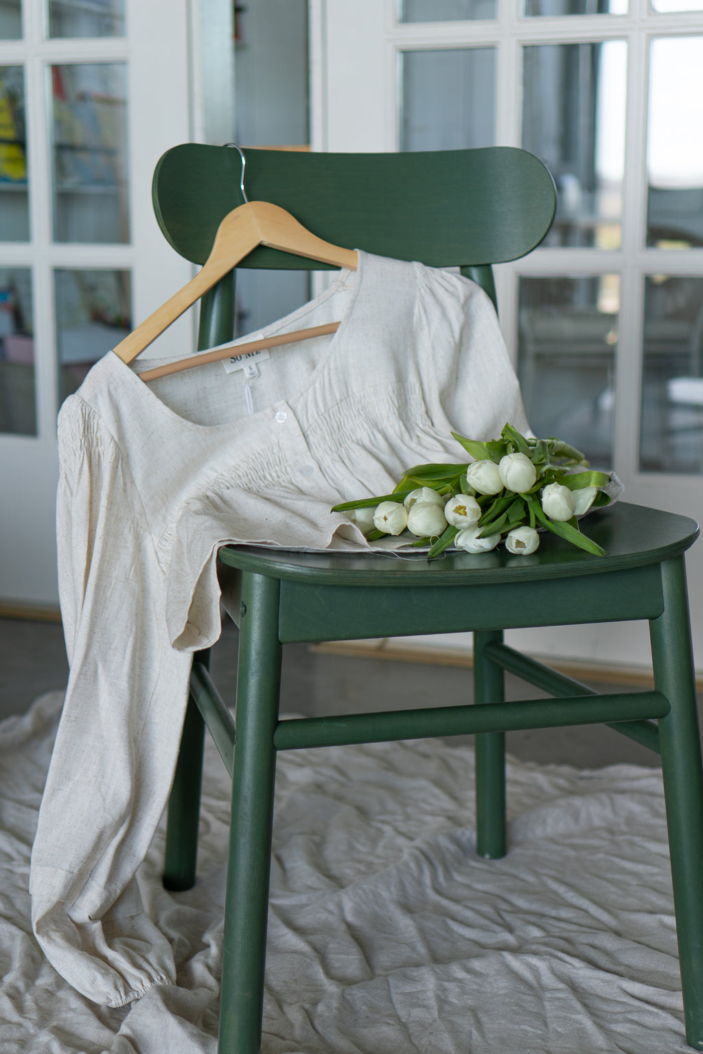 'Frankie' Linen Button up Top in Oat
