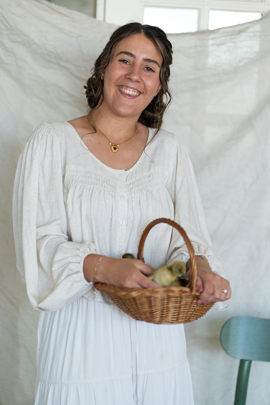 'Frankie' Linen Button up Top in Oat