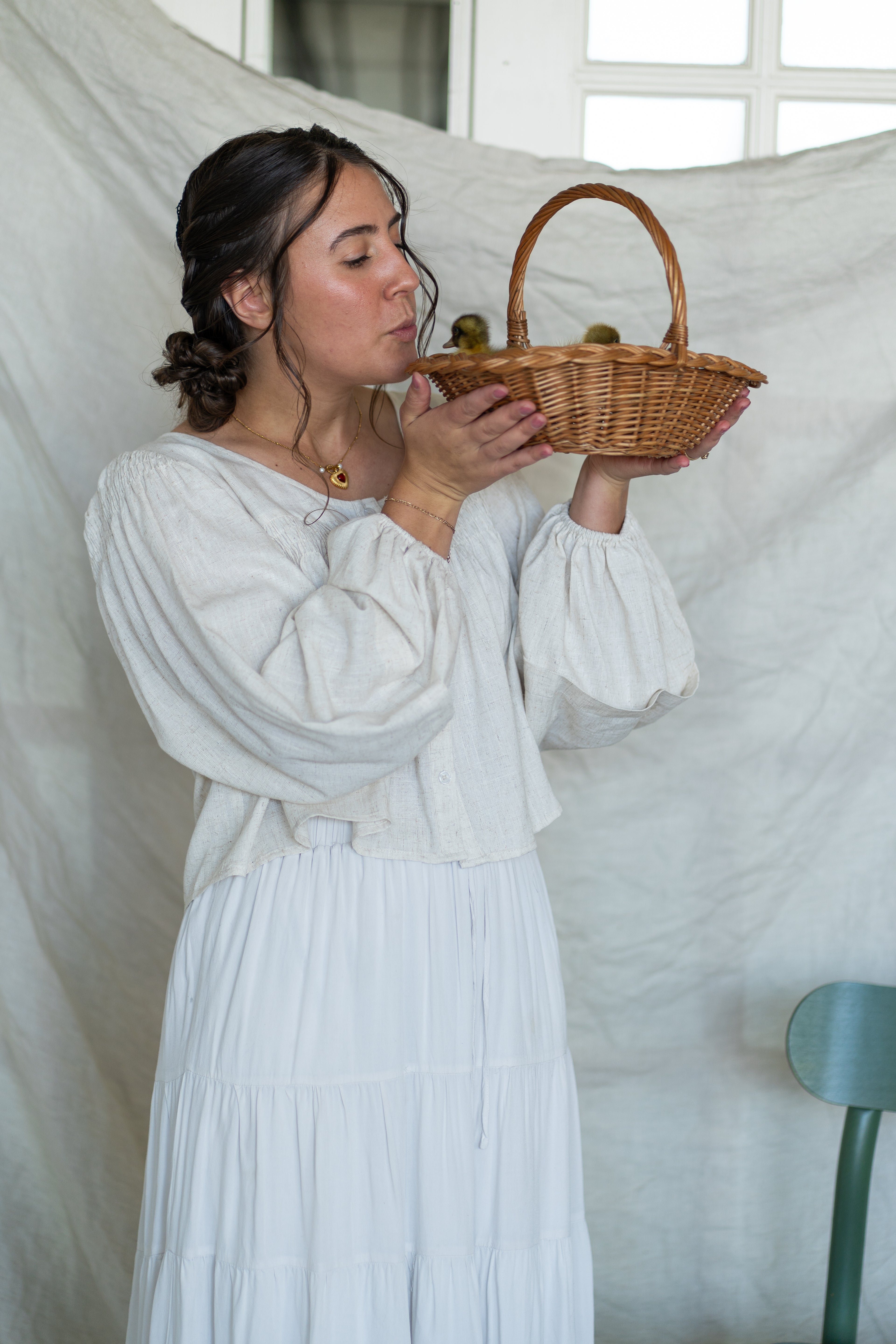 'Frankie' Linen Button up Top in Oat