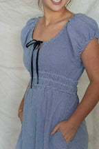 'Miller' Gingham Midi dress in Black