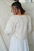 'Frankie' Linen Button up Top in Oat