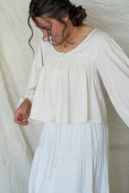 'Frankie' Linen Button up Top in Oat