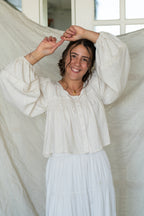 'Frankie' Linen Button up Top in Oat