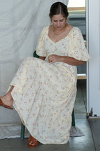 'Everly' Floral Maxi Dress in Soft Yellow