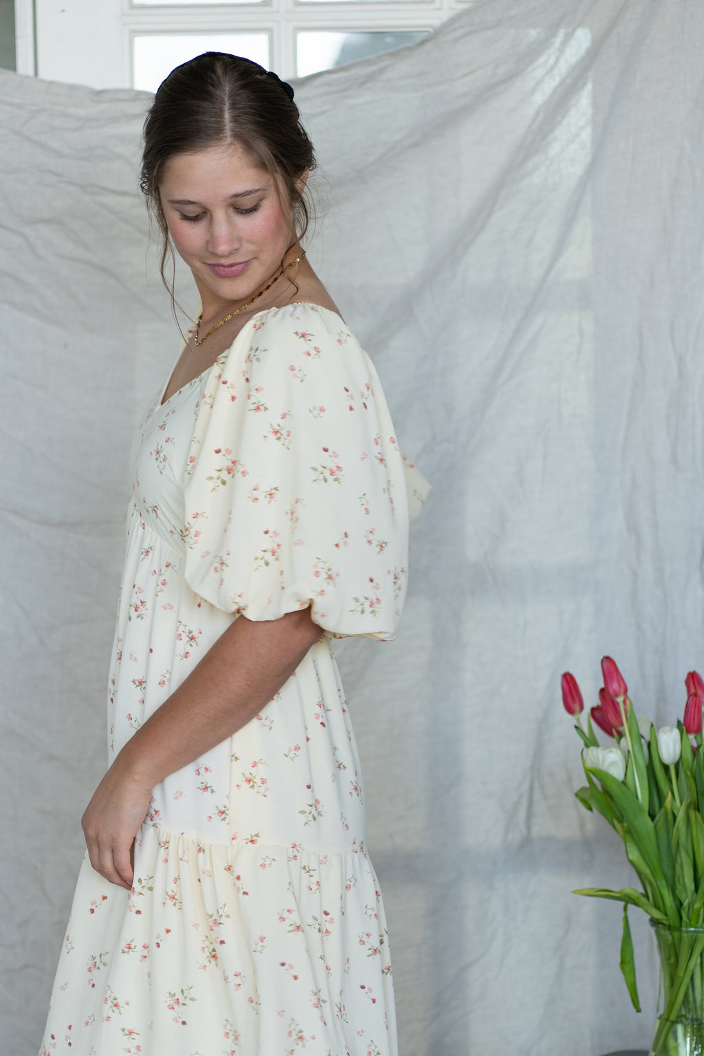 'Everly' Floral Maxi Dress in Soft Yellow