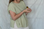 'Palmer' Drawstring Short Sleeve Top in Sage