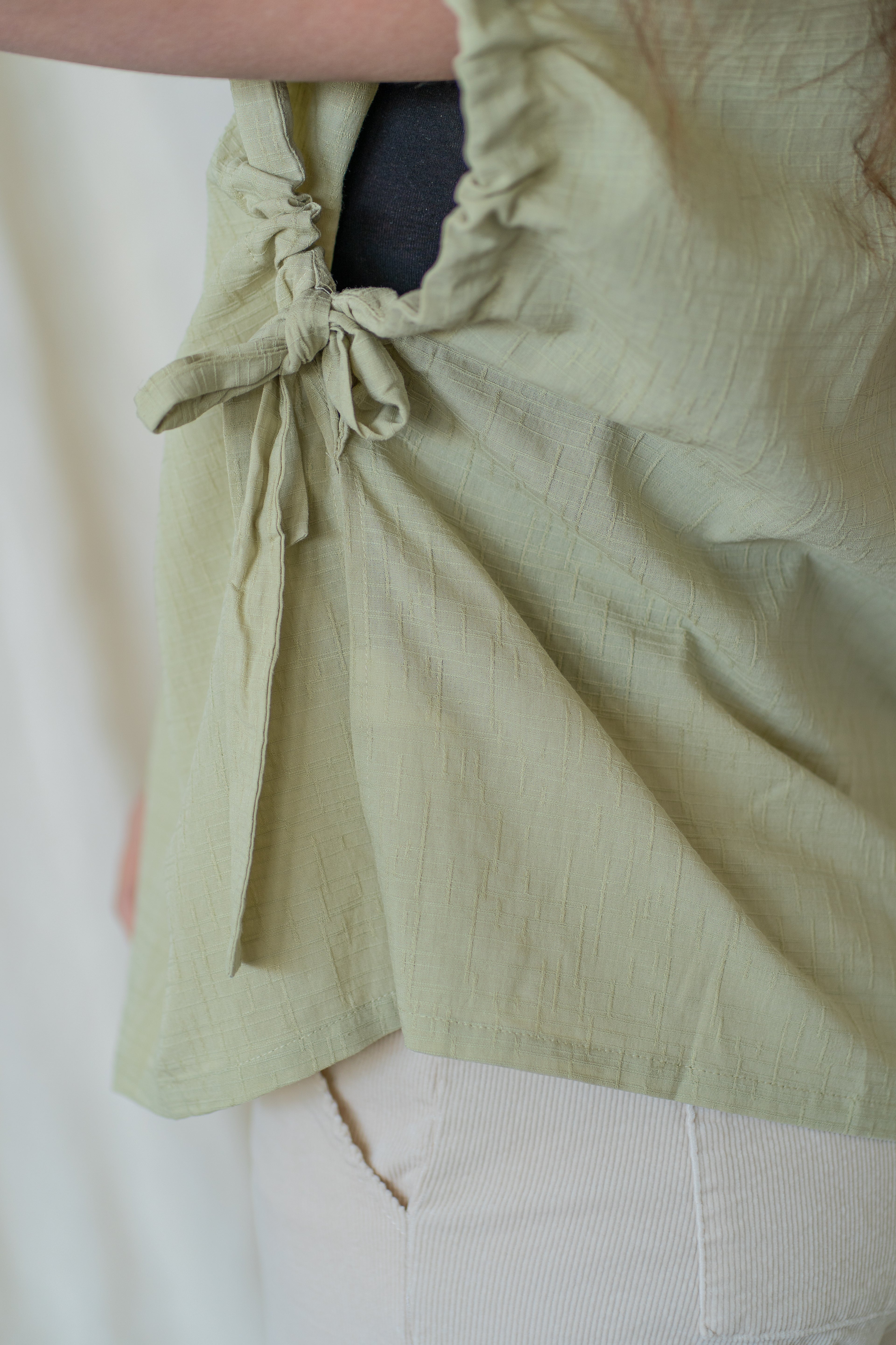 'Palmer' Drawstring Short Sleeve Top in Sage