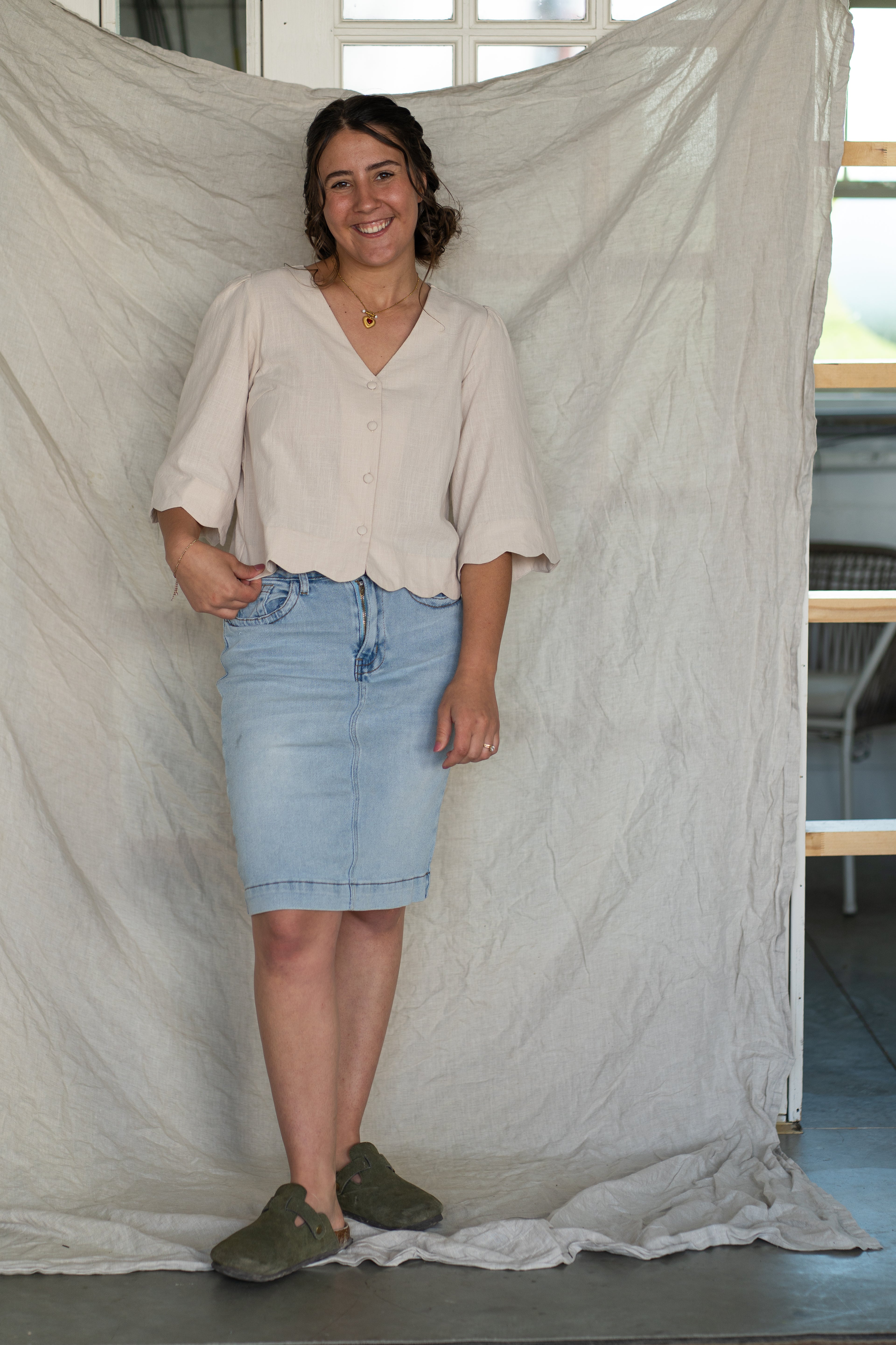 'Oliver' 100% Cotton Top in Oat