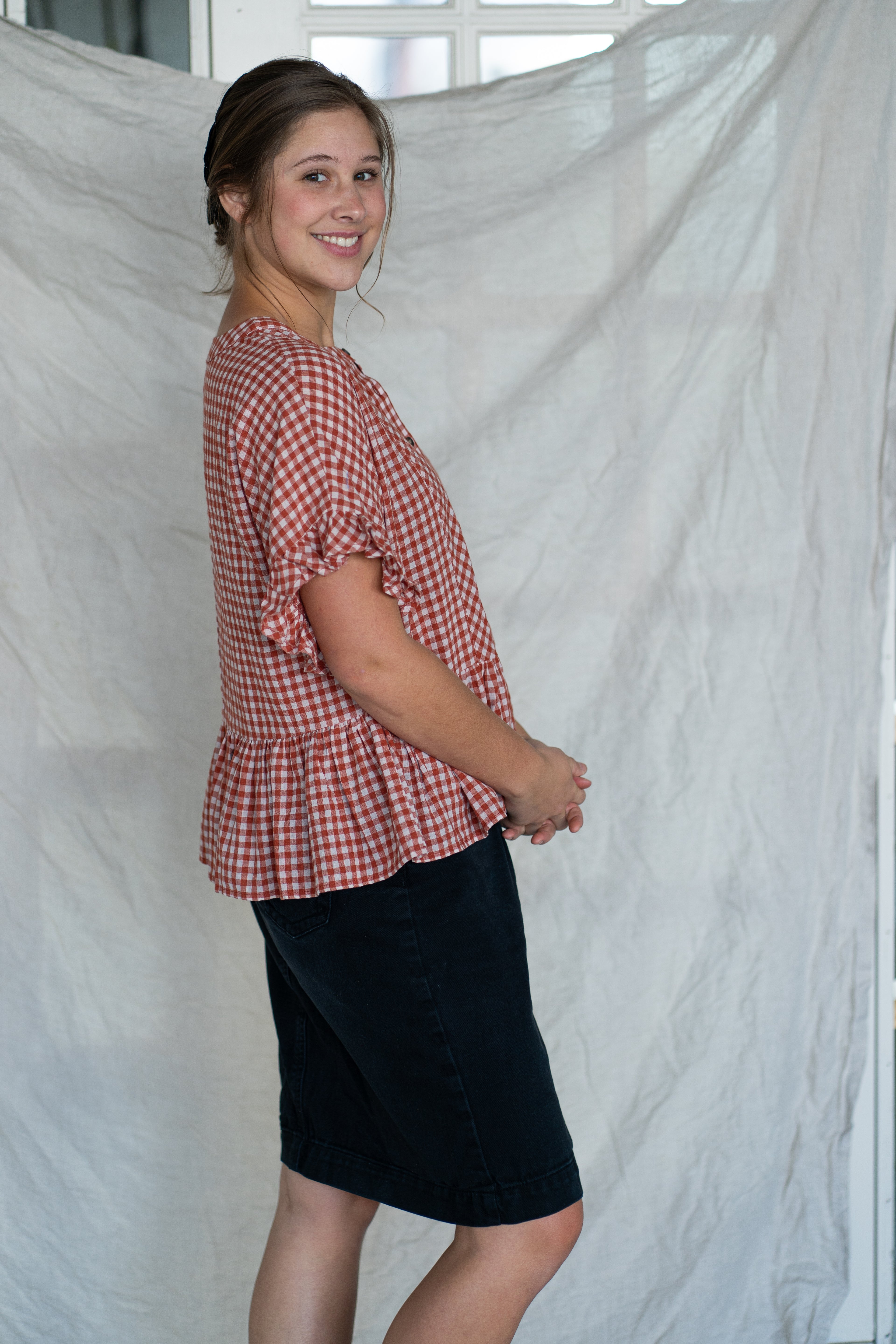 'Levi' Peplum Top in Red