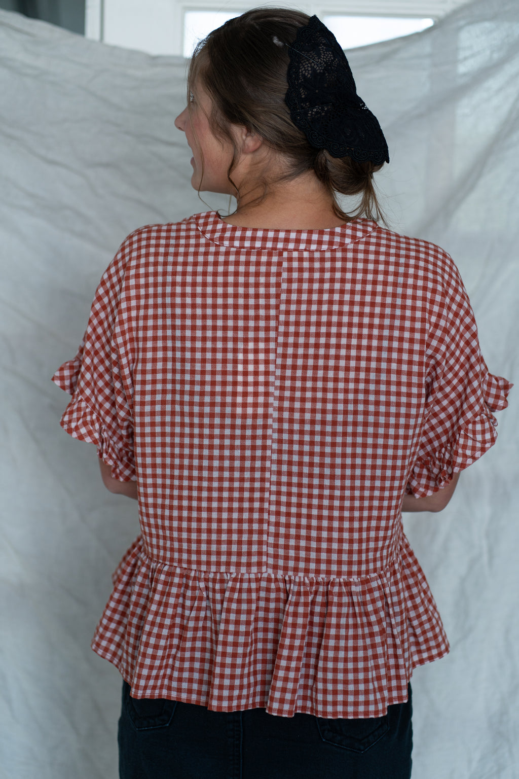 'Levi' Peplum Top in Red