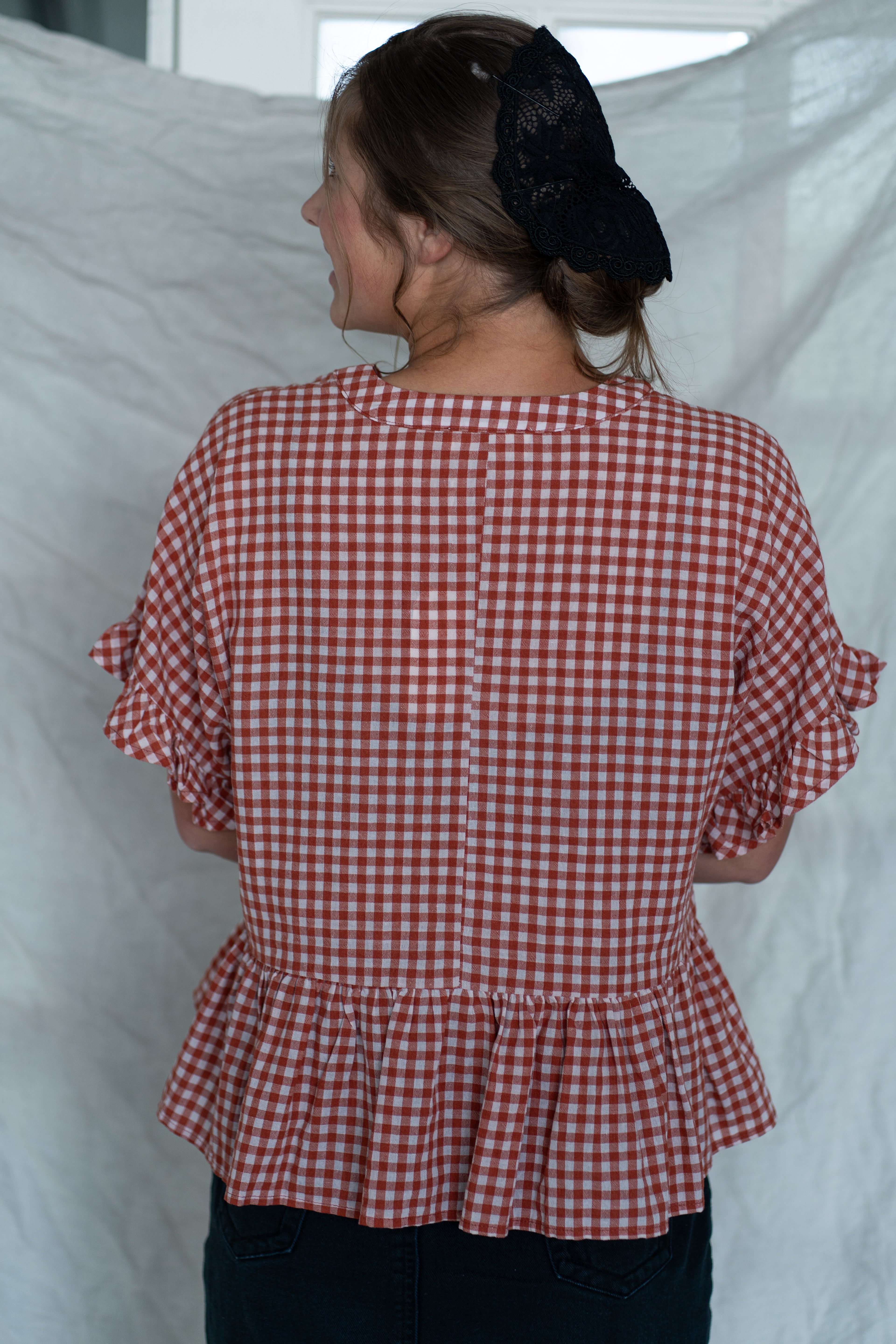 'Levi' Peplum Top in Red