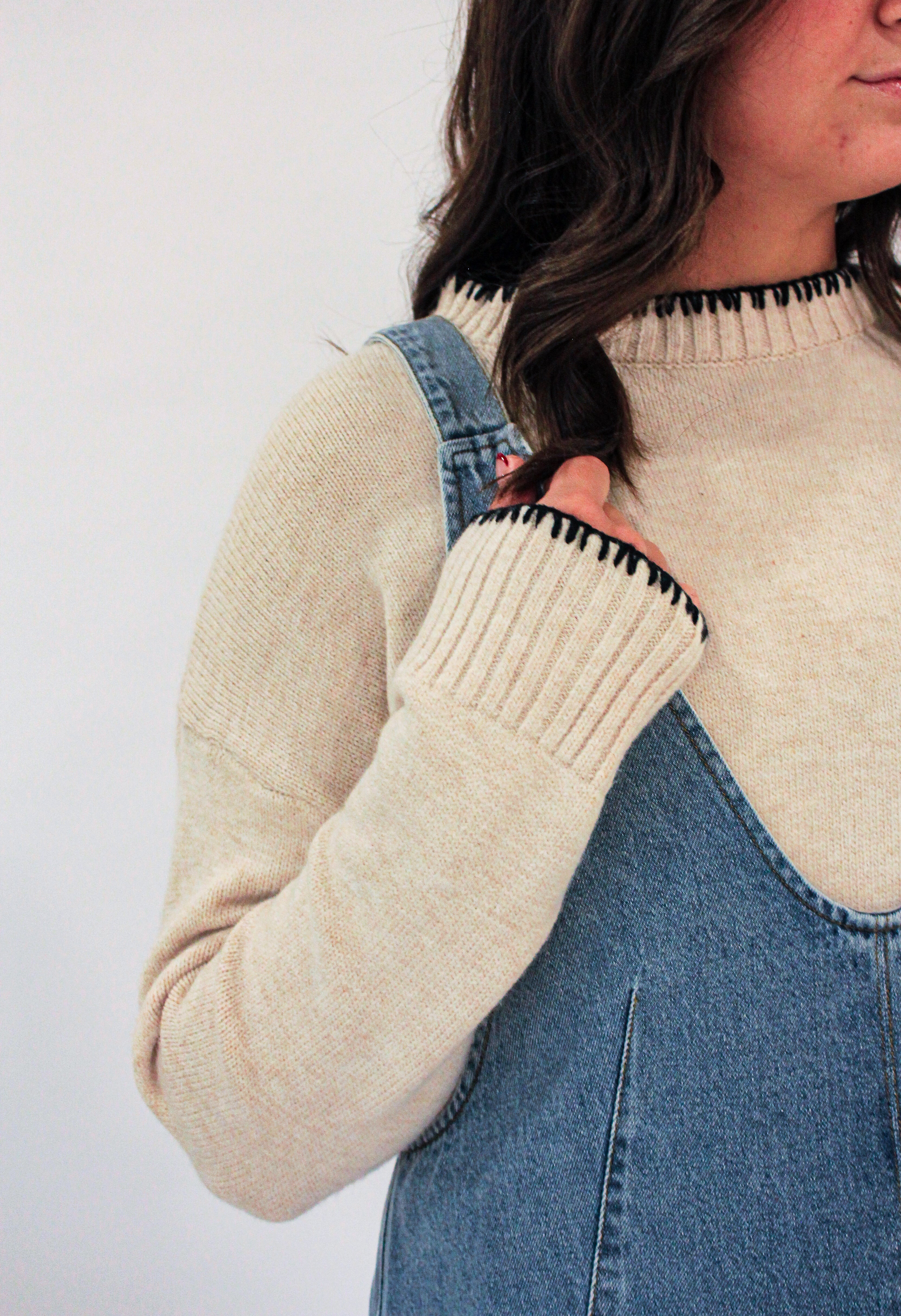 'Bella' Knit Sweater Top in Cream