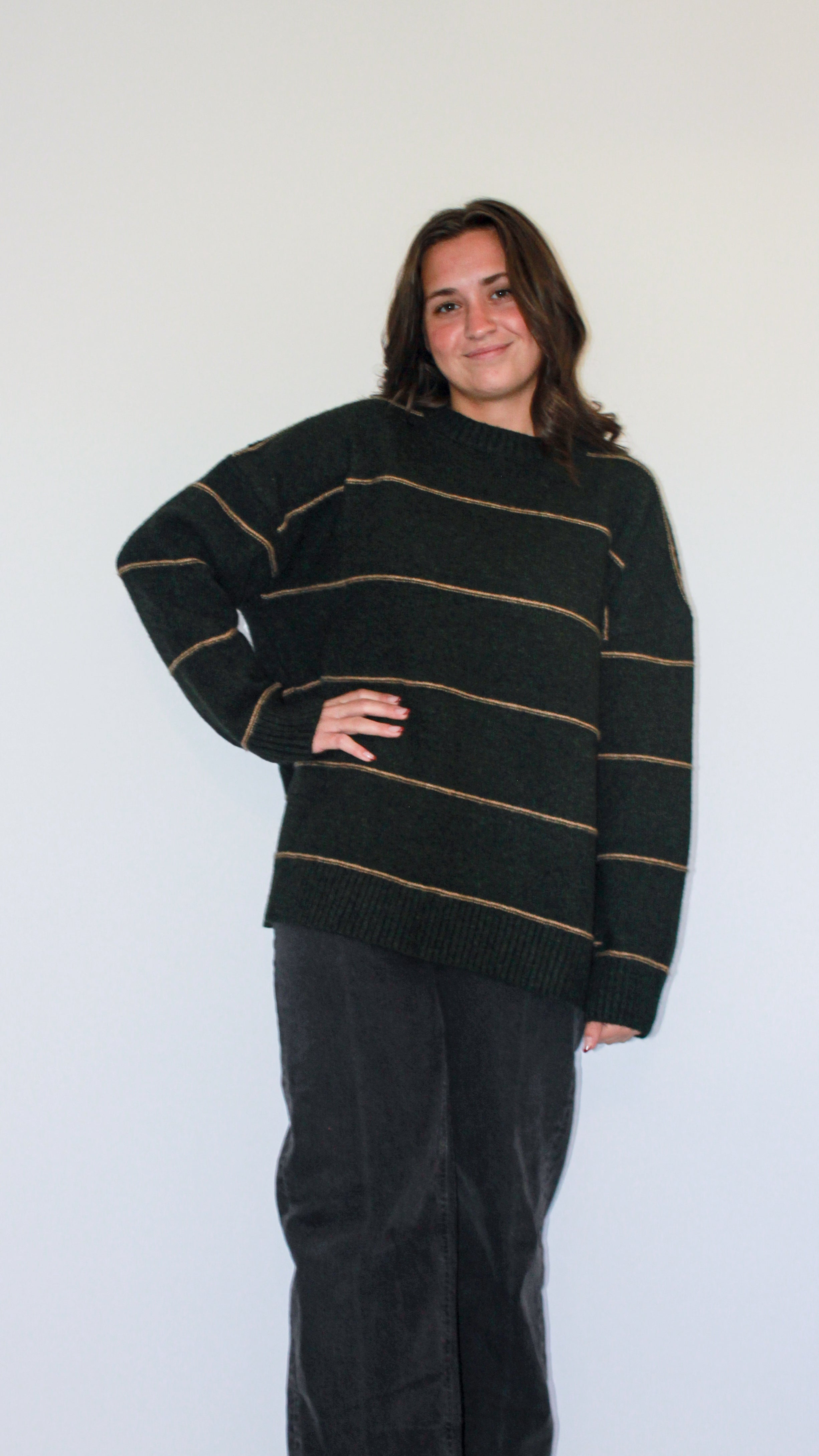 'Riley' Drop Sholder Sweater in Dark Olive