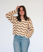 'Port' Crochet Sweater Top in Oatmeal FINAL SALE