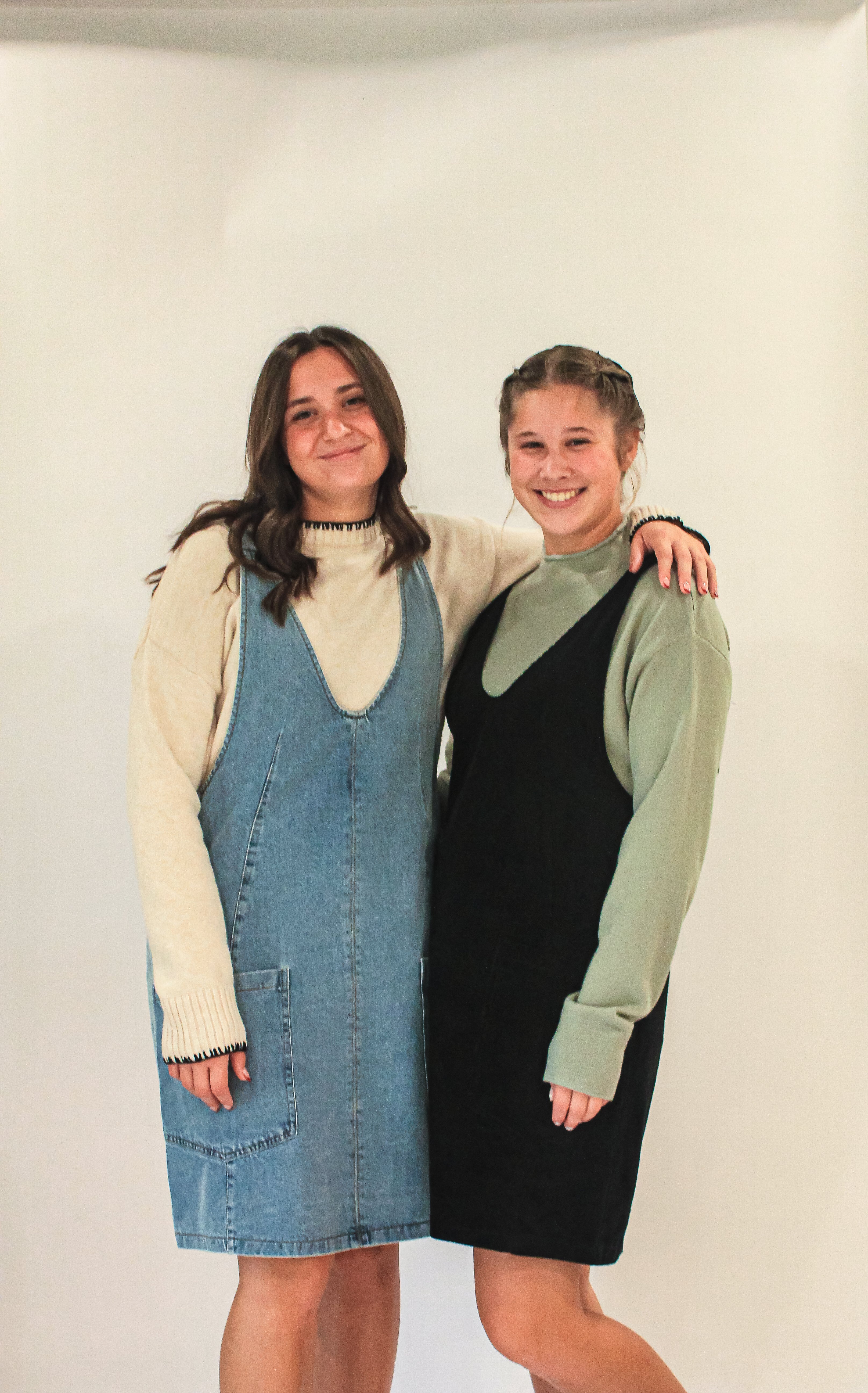 'Everett' Corduroy Jumper Dress in Black FINAL SALE