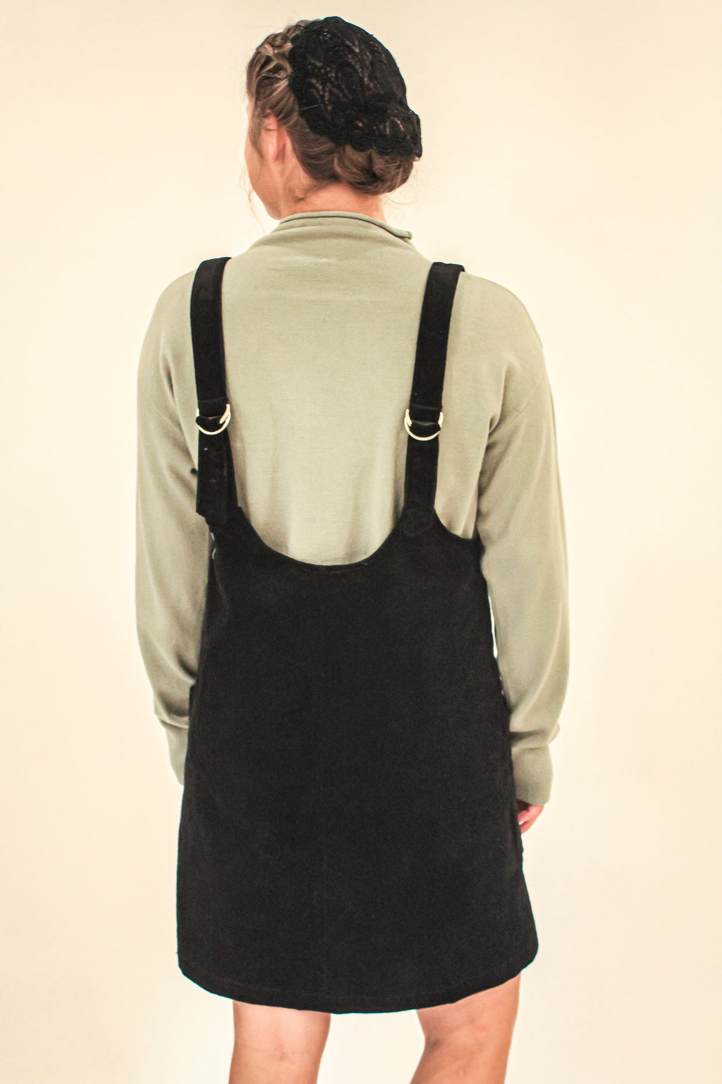 'Everett' Corduroy Jumper Dress in Black FINAL SALE