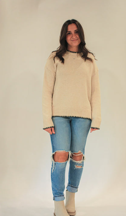 Bella Knit Sweater Top in Cream