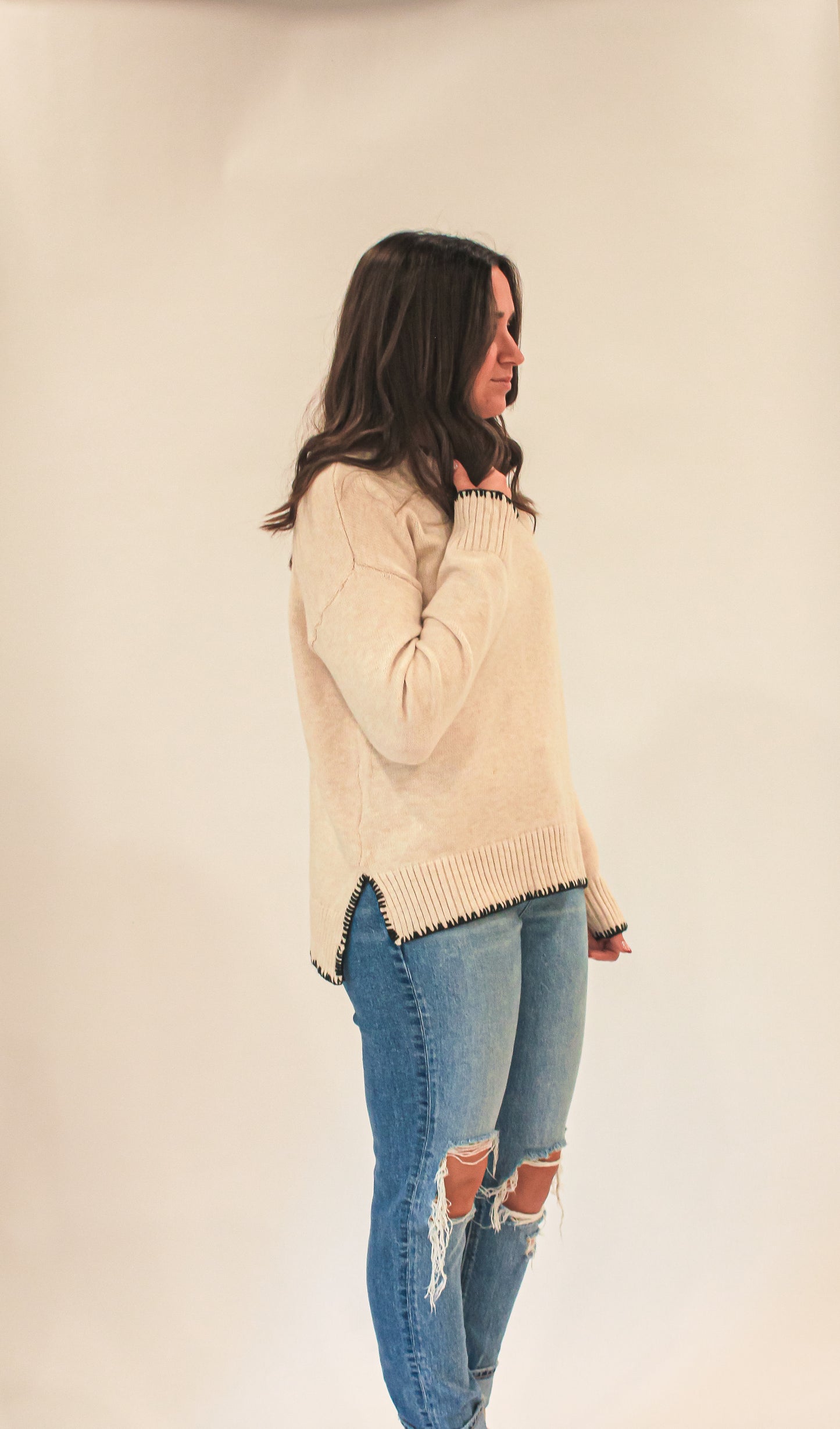 Bella Knit Sweater Top in Cream