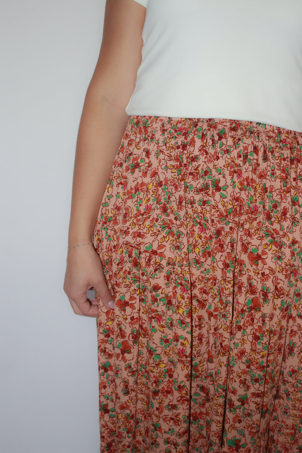 'Layla' Floral Maxi Skirt Soft Peach