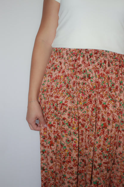 Layla Floral Maxi Skirt Soft Peach