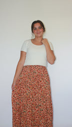 'Layla' Floral Maxi Skirt Soft Peach FINAL SALE