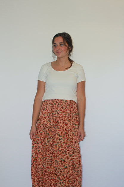 Layla Floral Maxi Skirt Soft Peach