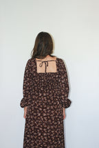 'Rosalie' Square Neck Midi Dress in Dark Burgundy