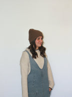 'Berlin' Waffle Knit Beanie in Dark Brown