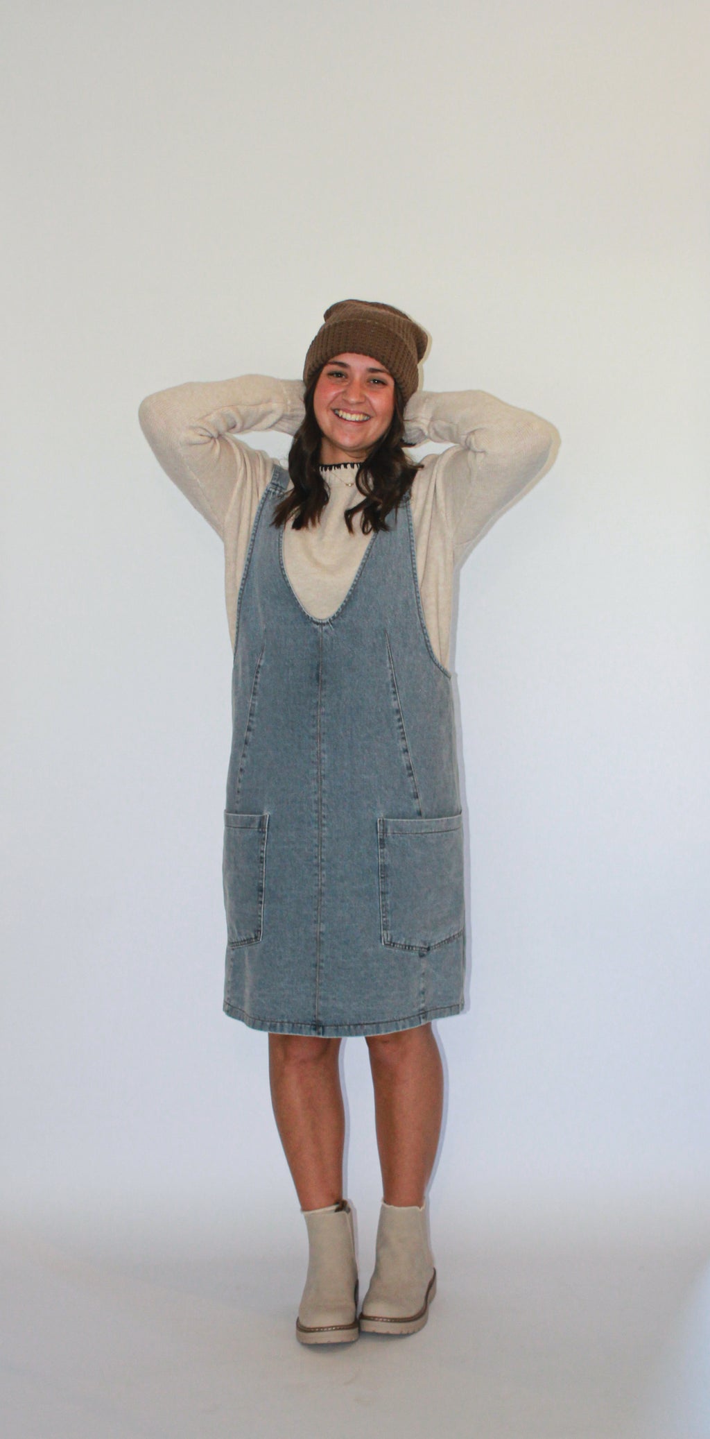 'Berlin' Waffle Knit Beanie in Dark Brown