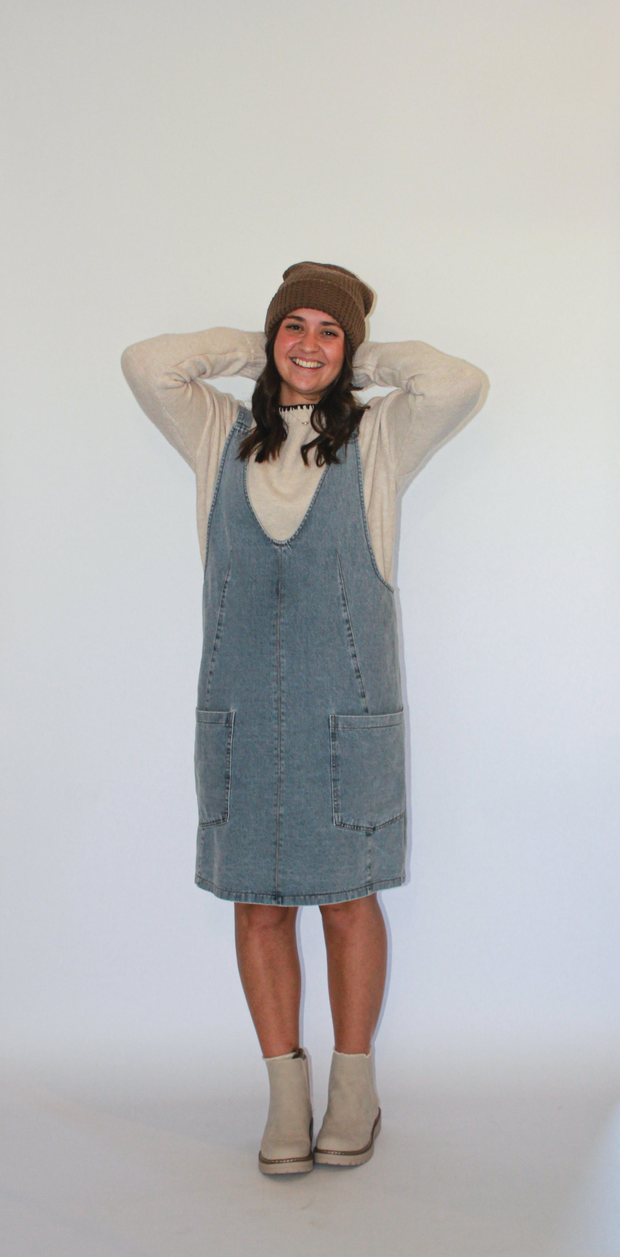 'Berlin' Waffle Knit Beanie in Dark Brown