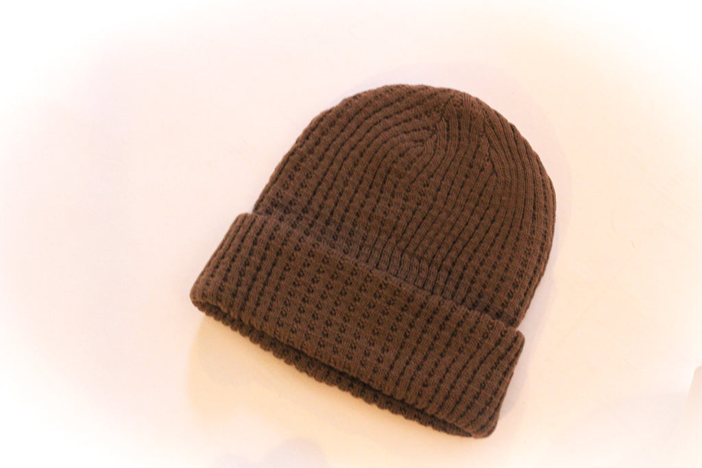 'Berlin' Waffle Knit Beanie in Dark Brown