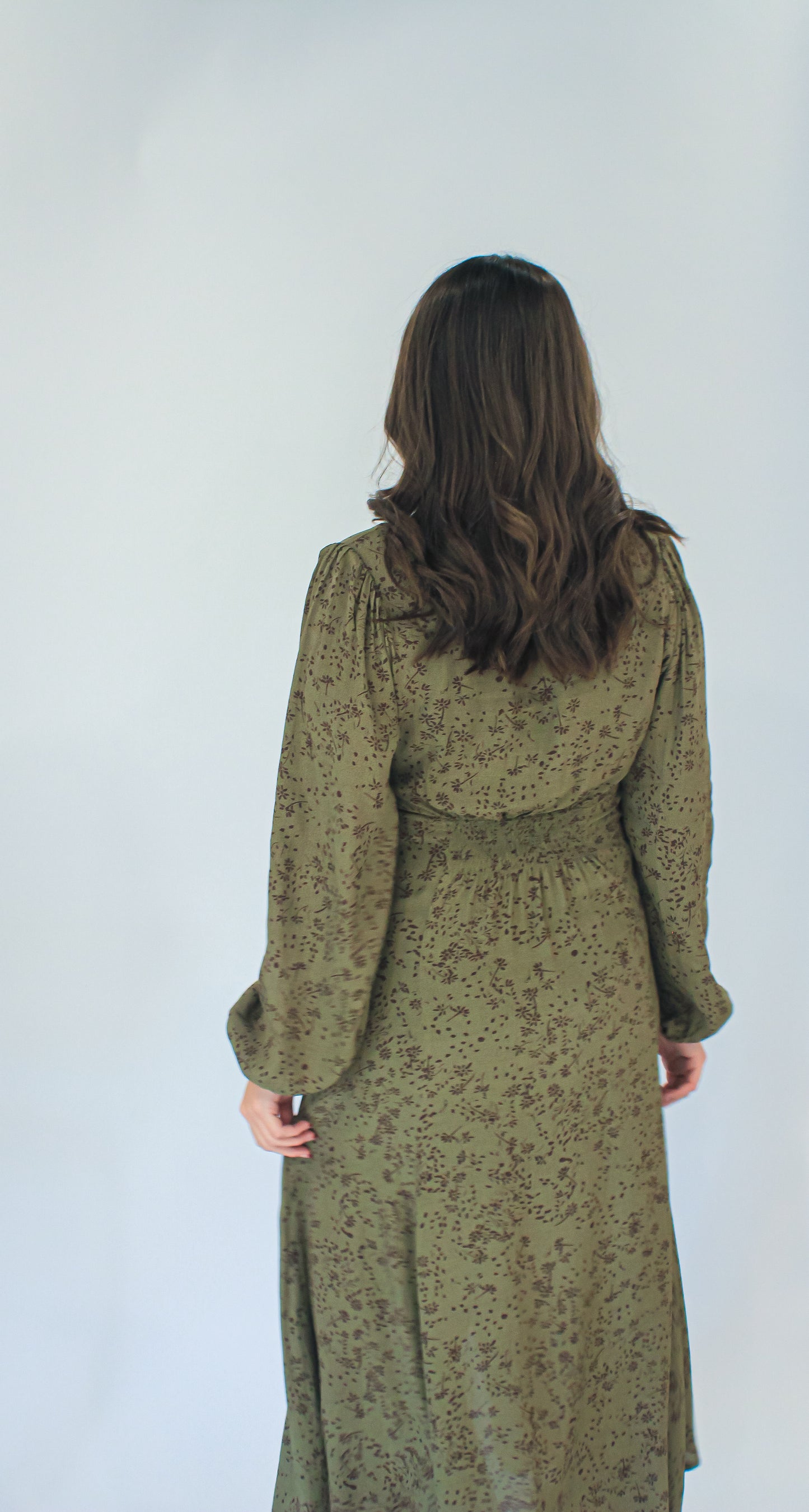 Elizabeth Button Down Midi Dress in Olive