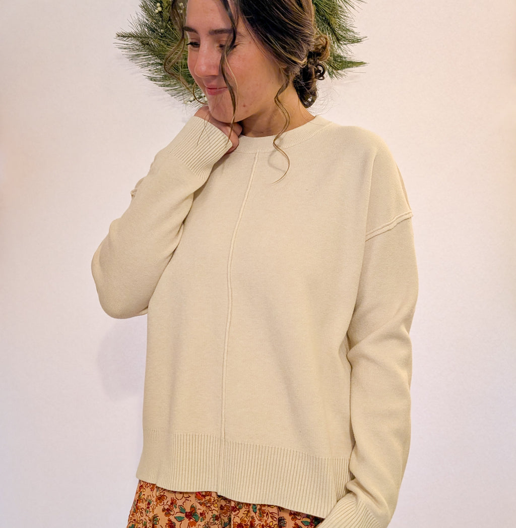 'Demi' Knit Sweater in Cream FINAL SALE