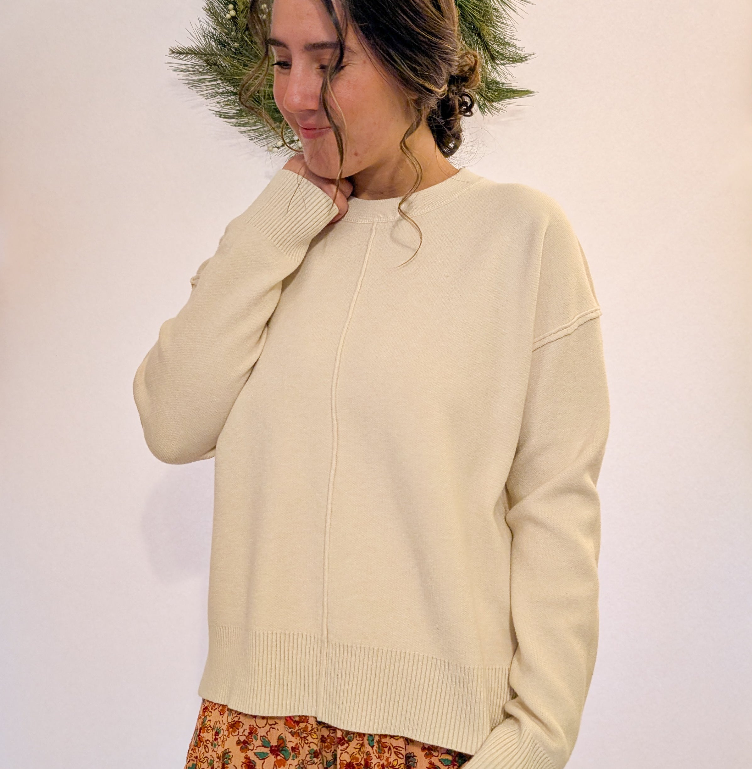 'Demi' Knit Sweater in Cream FINAL SALE