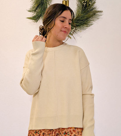 Demi Seam Detail Sweater in Cream